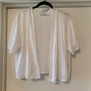 Kim Rogers Short Sleeve Crop Crochet Sweater